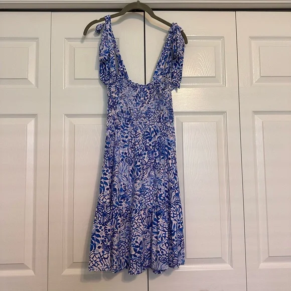 LILLY PULITZER: Kailua Smocked Dress; Calla Lilly Pink High Tides Good Vibes, S - Picture 2 of 6